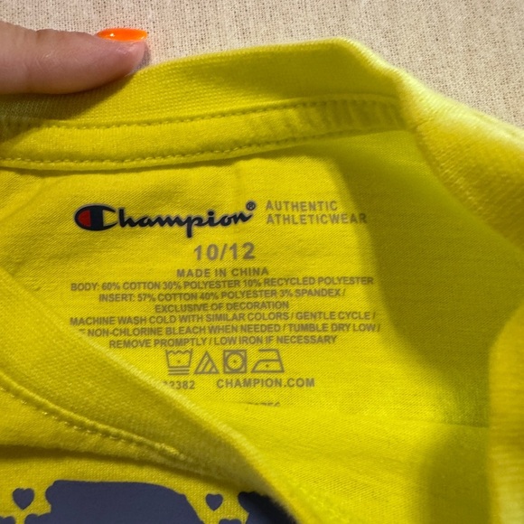 Champion Bright Yellow Graphic Tank Girls Size 10/12 - Picture 5 of 7